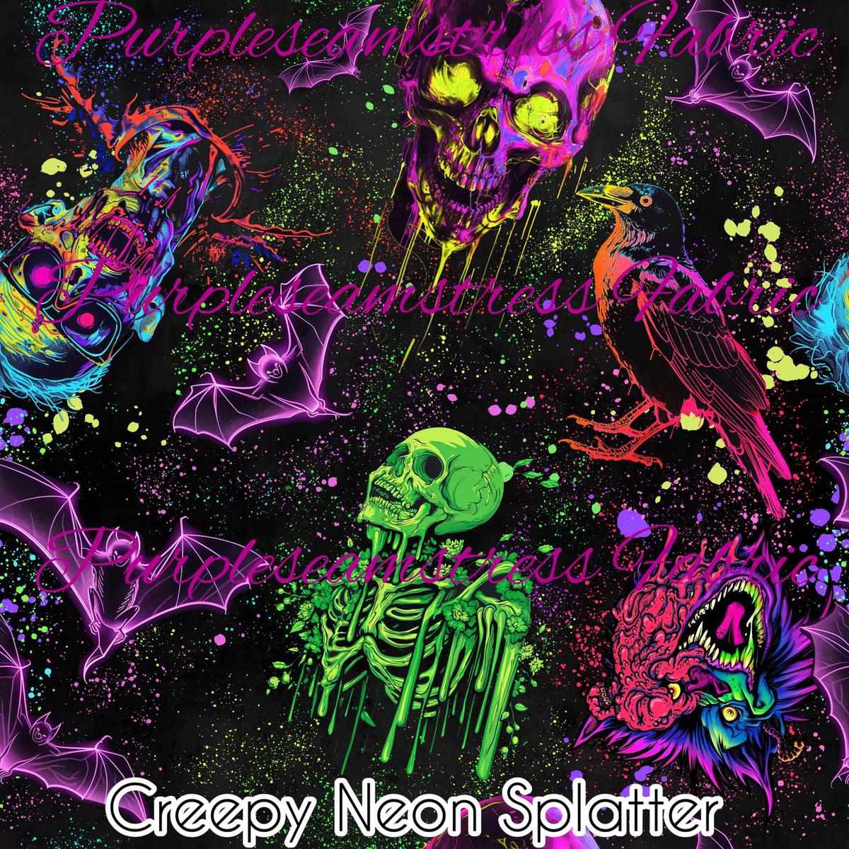 Creepy Neon Splatter  Fabric