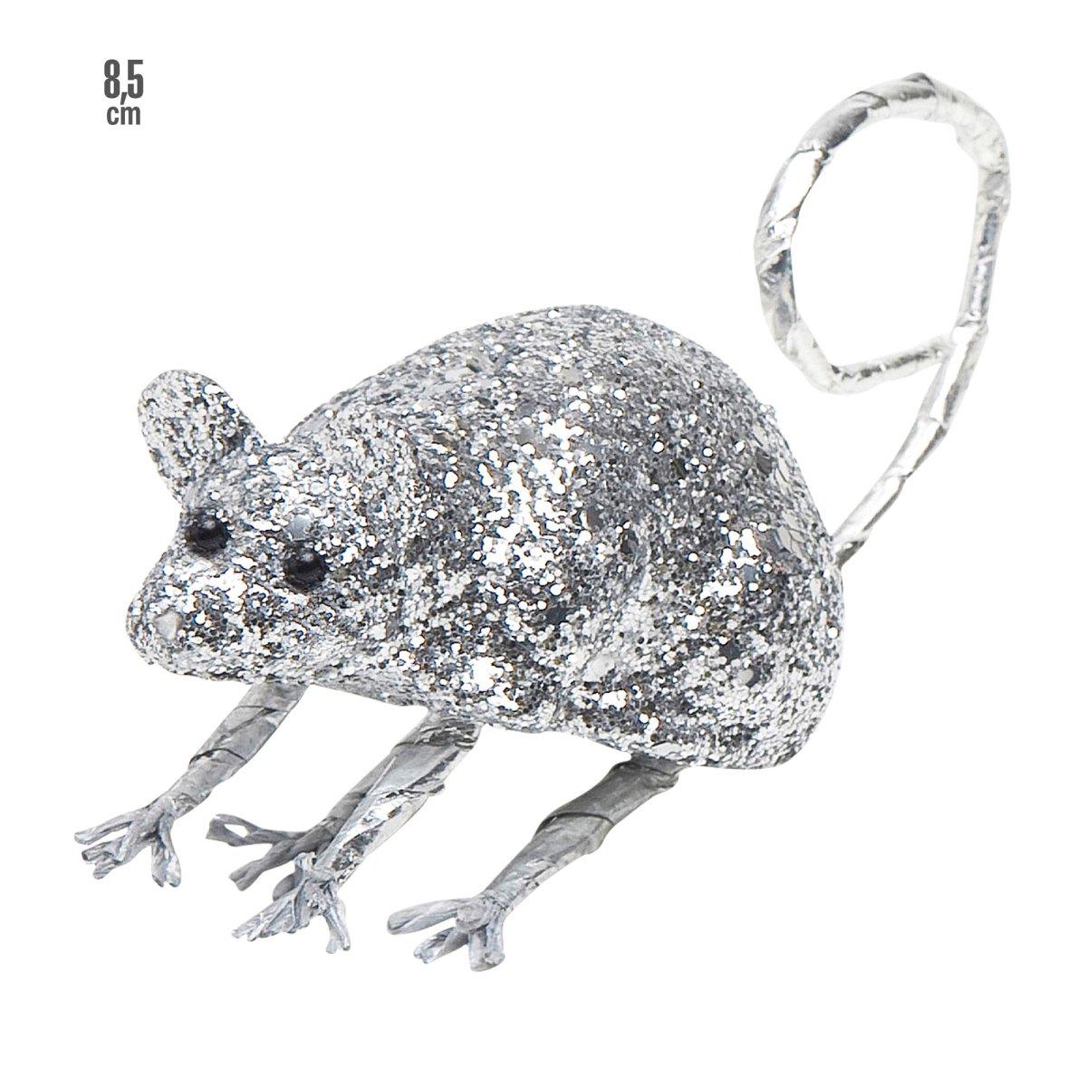 Slvfarvet falsk mus 8,5 cm