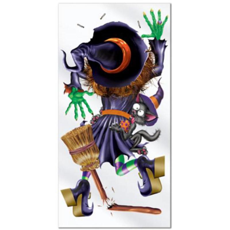 Spooky Crashing Witch Door Cover - 30