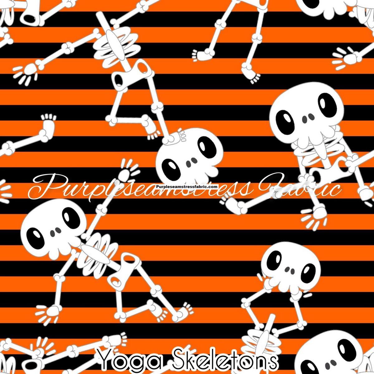 Yoga Skeletons  Fabric