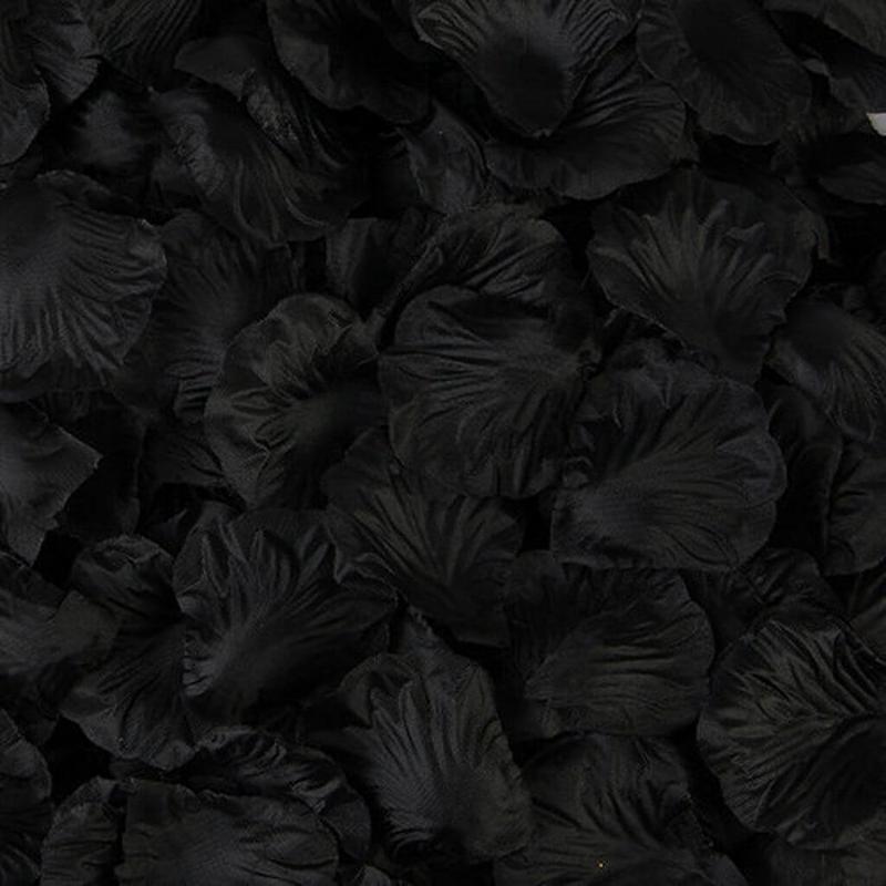 Artificial Black Silk Rose Petals 100pk
