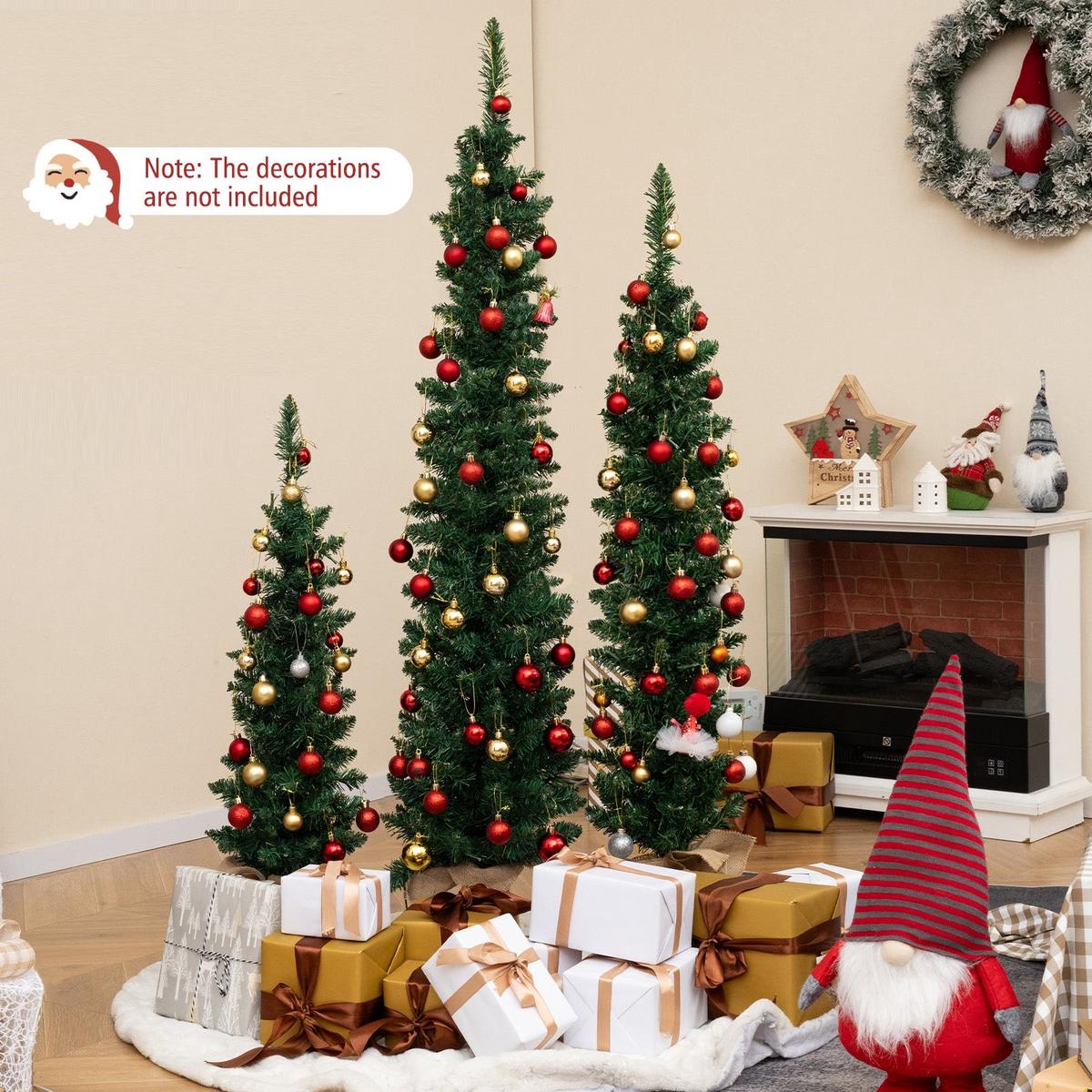 3  415  Set of 3 Pre-Lit Artificial Christmas Trees with 415 Green Branch Tips