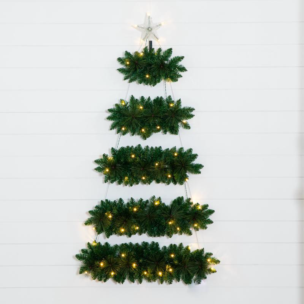 58217 Artificial Wall Hanging Christmas Tree with 50 Warm White LED Lights