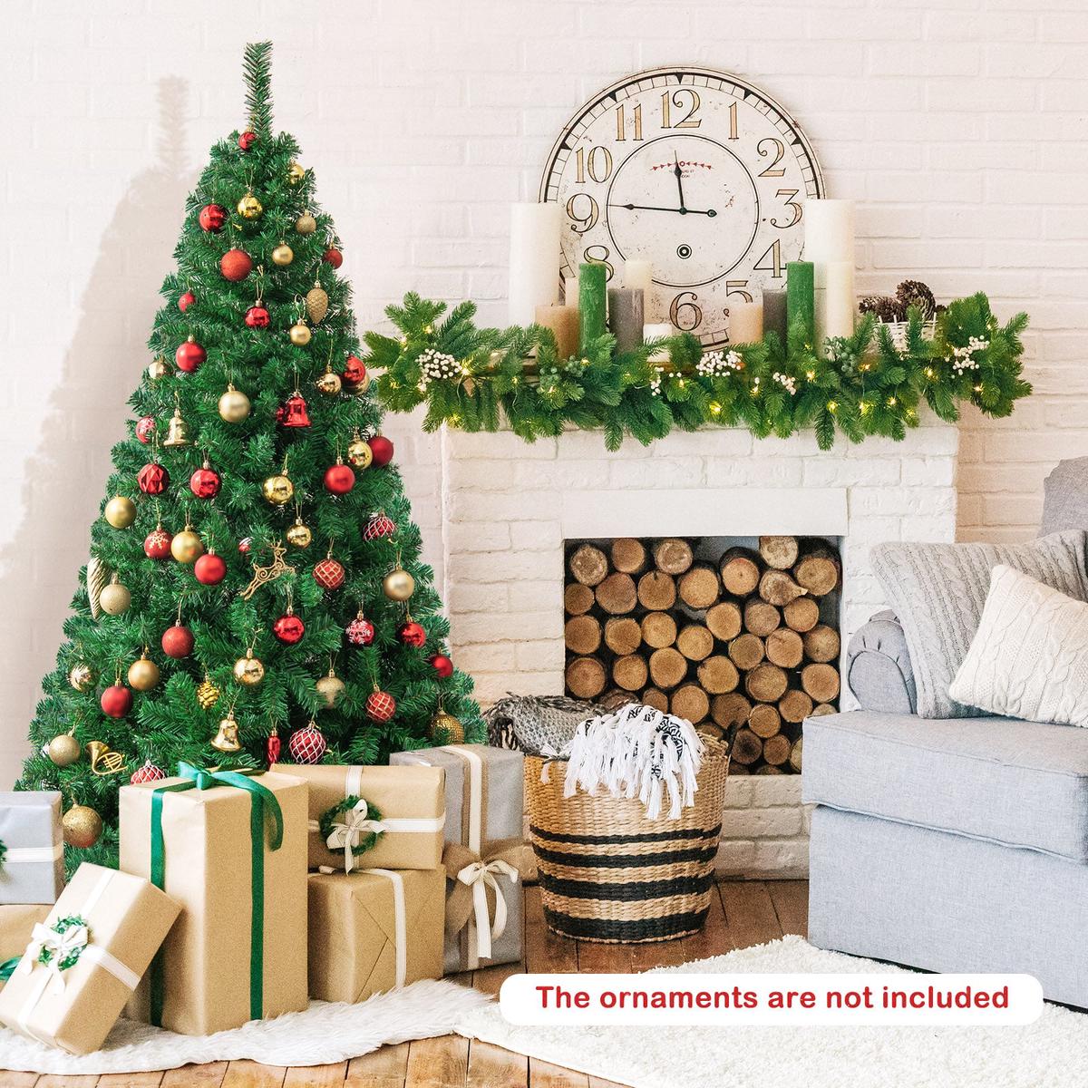 PVC  - 6  Artificial PVC Hinged Christmas Tree with Solid Metal Stand-6 ft