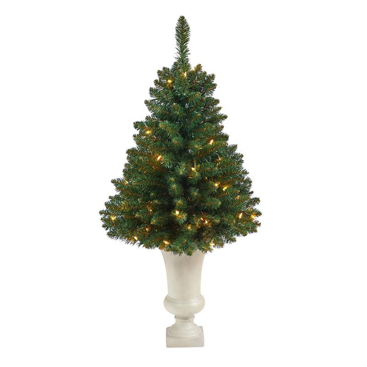 35 Northern Rocky Spruce Artificial Christmas Tree with 50 Clear Lights and 154 Bendable Branches in Sand Colored Urn